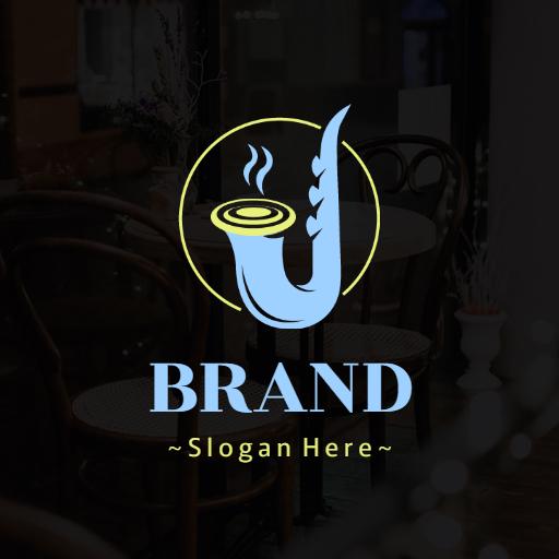 Charming Blue Jazz Instrument Representing Musical Culture Logo Template