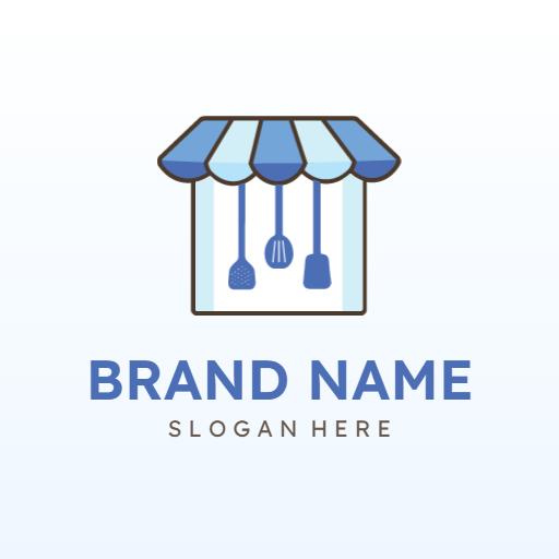 Charming Blue Kitchenware Stand with Cooking Utensils Logo Template