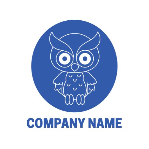 Charming Blue Owl Design Representing Wisdom and Knowledge Logo Template