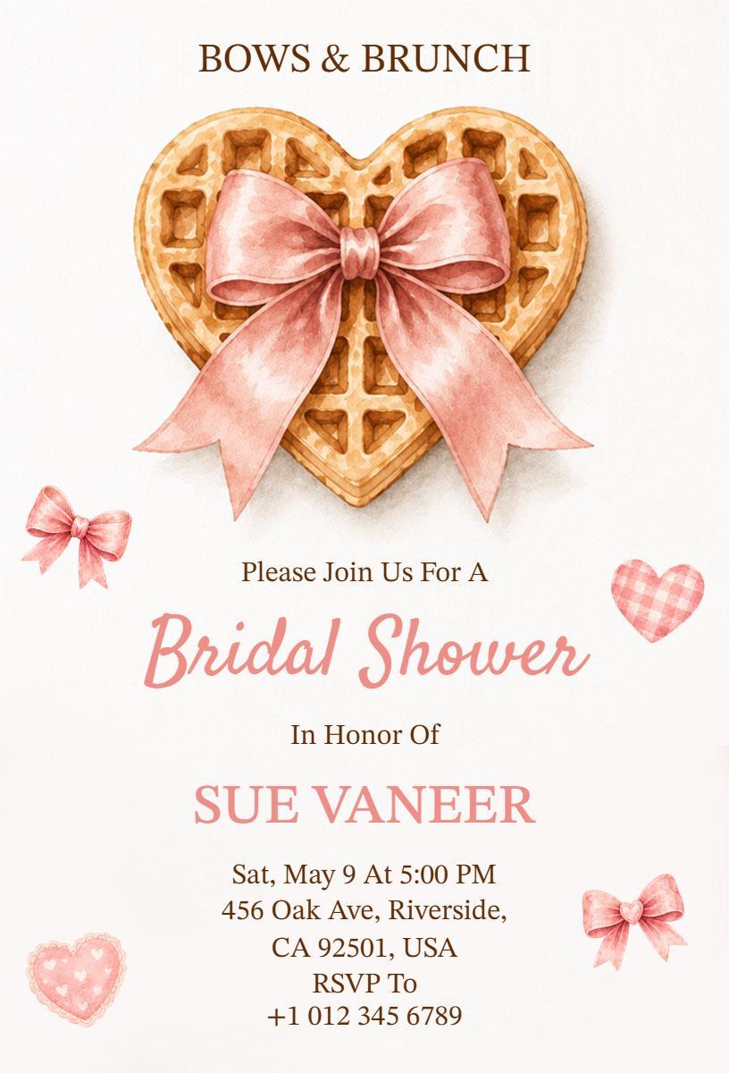Charming Bows and Brunch Bridal Shower Invitation Template