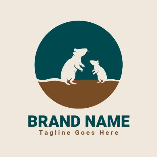 Charming Brown and Teal Rat Family Embracing Connection Logo Template