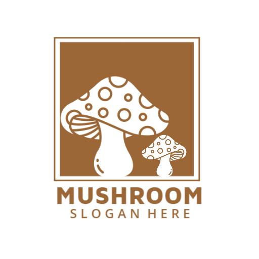 Charming Brown and White Mushroom Illustration Logo Template