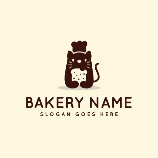 Charming Brown Cat Design Representing Cozy Bakery Logo Template