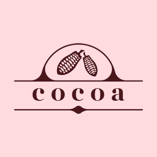 Charming Brown Cocoa Beans Design on Soft Pink Background Logo Template
