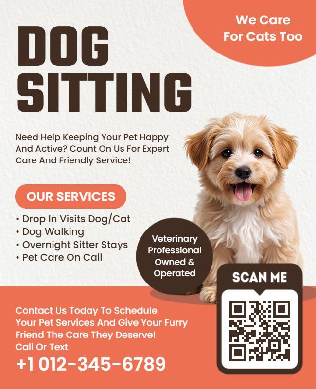 Charming Brown Dog Sitting Care Service Flyer Template