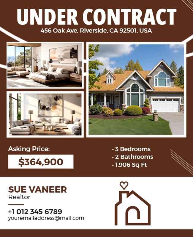Charming Brown Modern Home Listing Under Contract Flyer Template