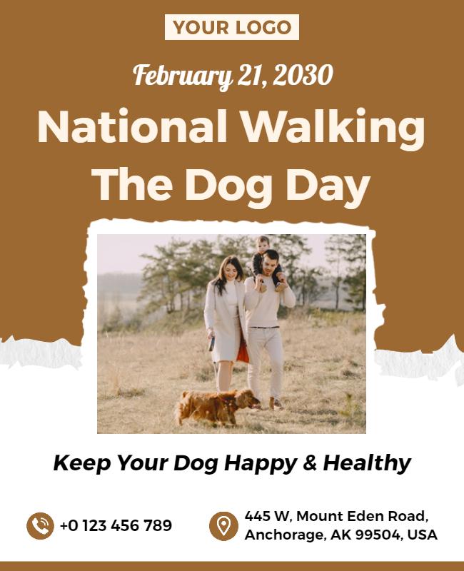 Charming Brown National Walking the Dog Day Poster Template