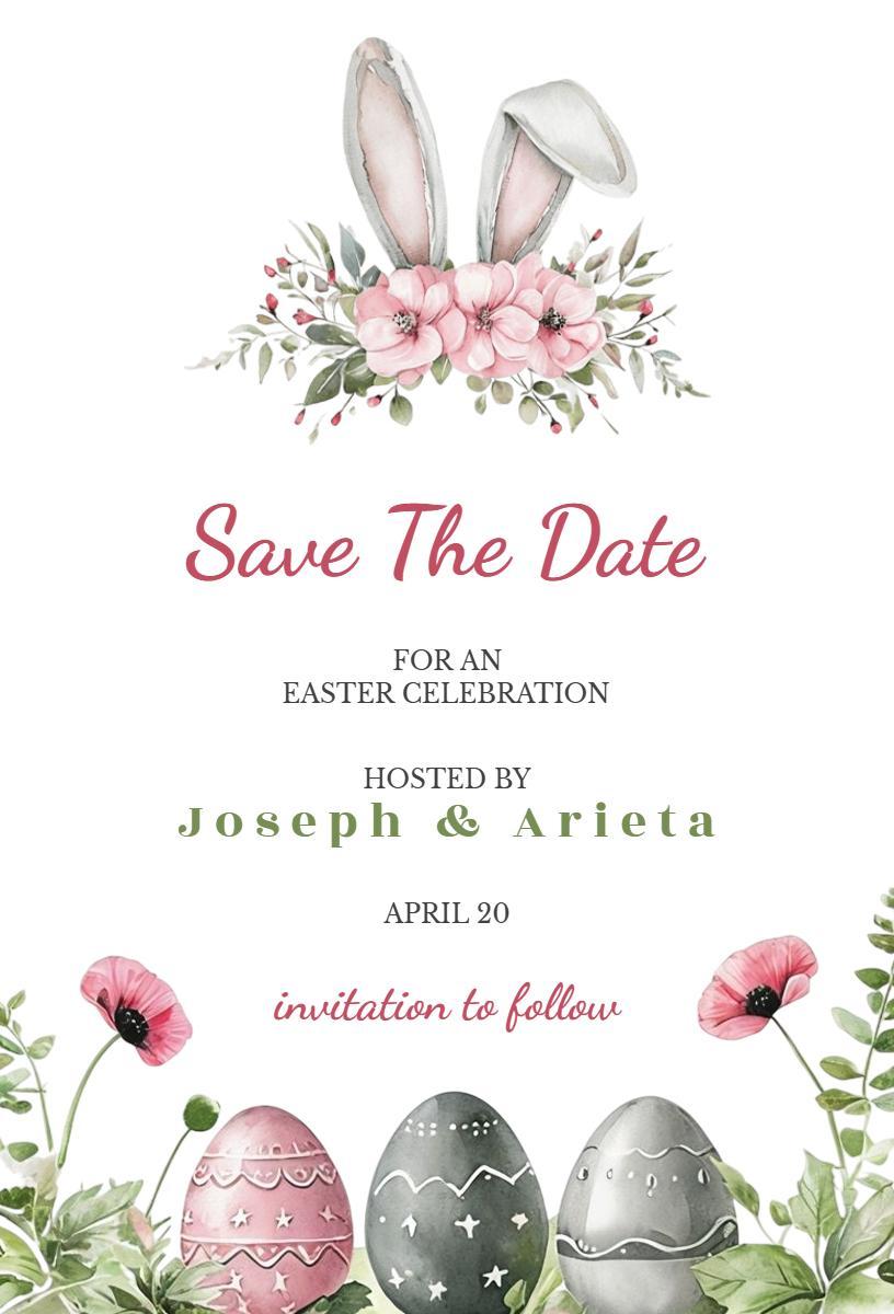 Charming Bunny Themed Easter Celebration Invitation Template