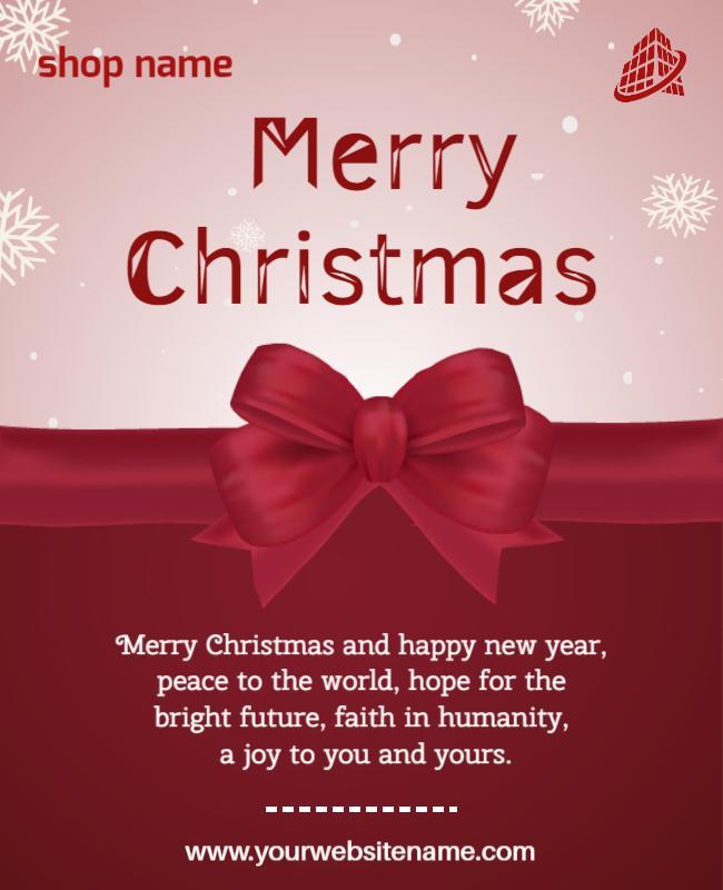 Charming Burgundy Holiday Greeting Card Design Poster Template