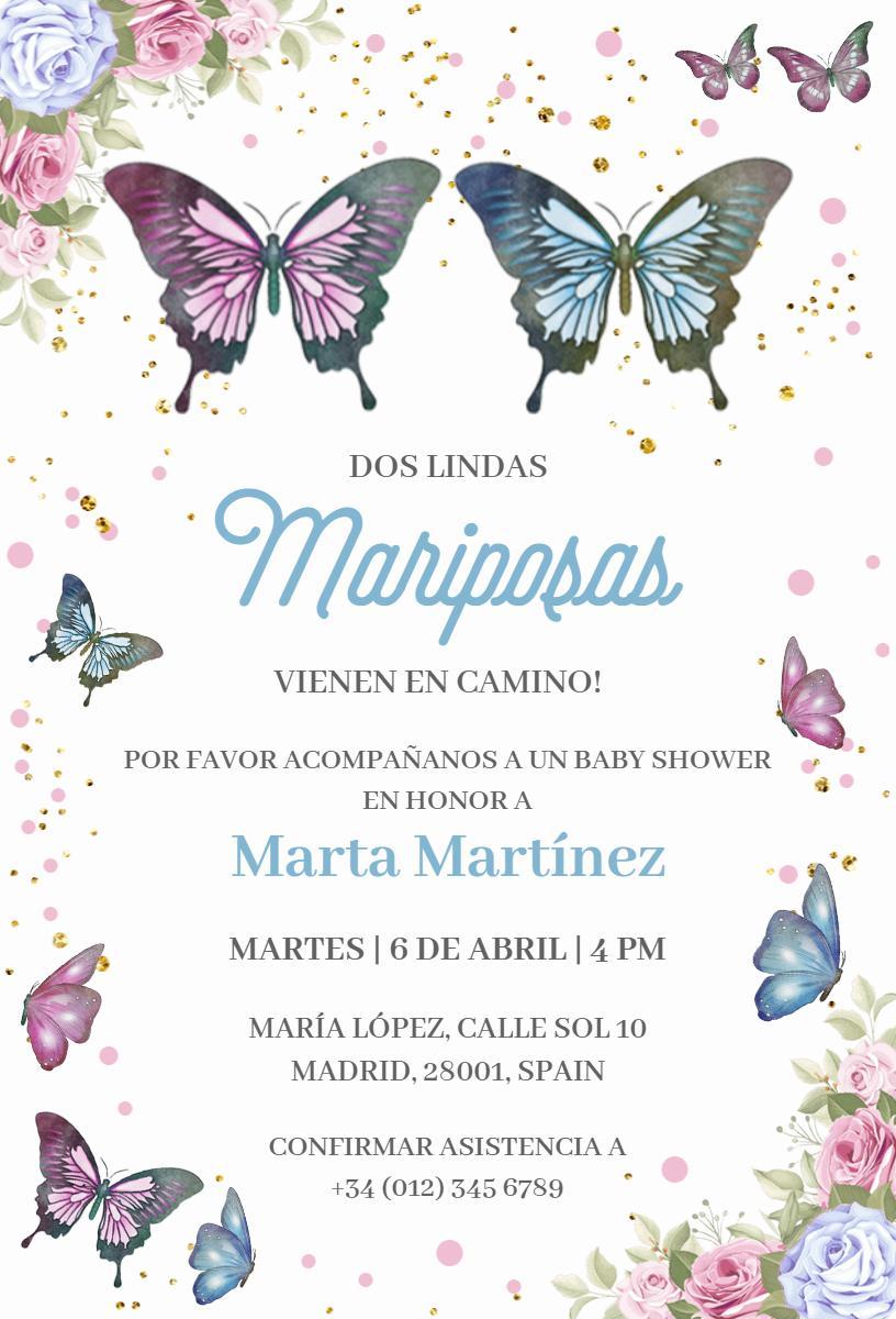Charming Butterfly Theme Baby Shower Celebration Invitation Template