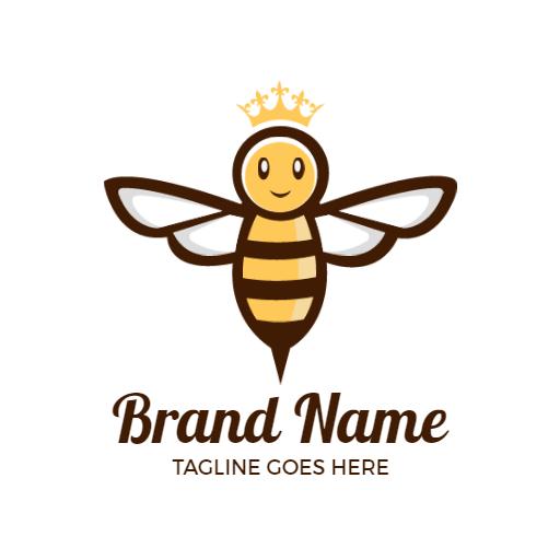 Charming Cartoon Honeybee Character with a Crown Logo Template