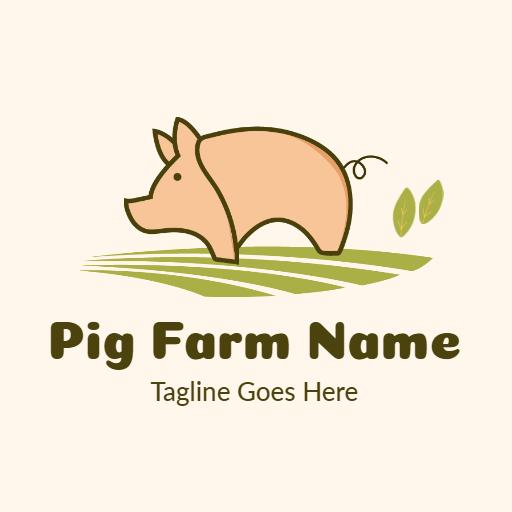 Charming Cartoon Pig Representing Sustainable Pig Farm Logo Template