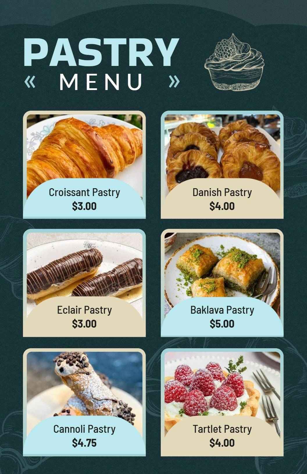 Charming Chalkboard-Inspired Café Pastry Menu Template
