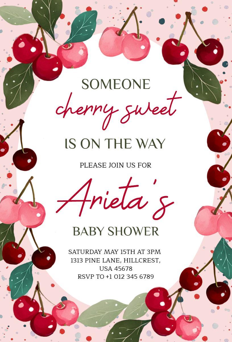 Charming Cherry Blossom Baby Shower Celebration Invitation Template