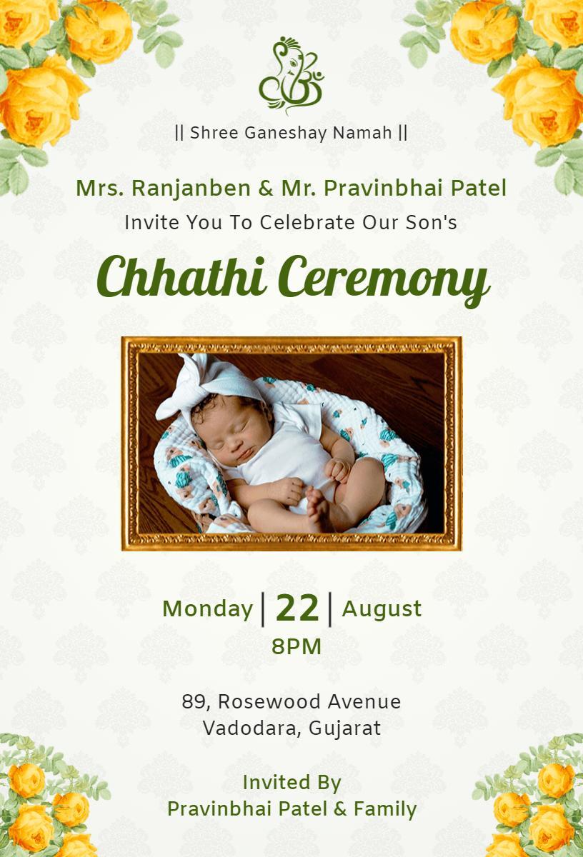 Charming Chhathi Ceremony Celebration Invitation Template