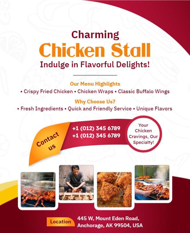 Charming Chicken Stall Promotion Flyer Template