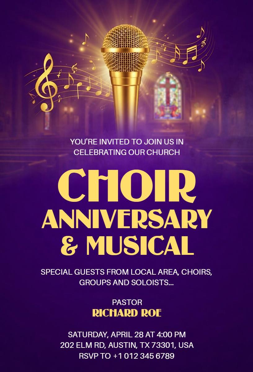Charming Choir Musical Anniversary Celebration Invitation Template