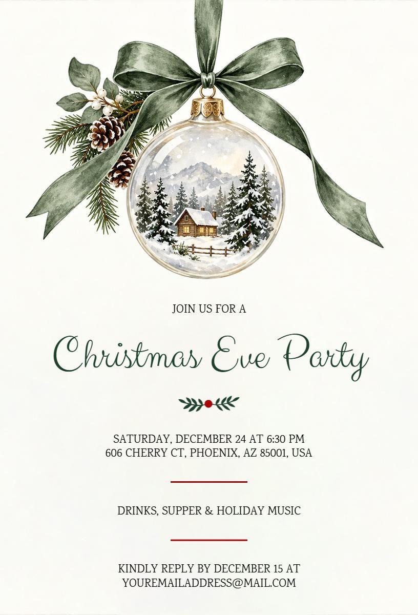 Charming Christmas Eve Celebration Party Invitation Template