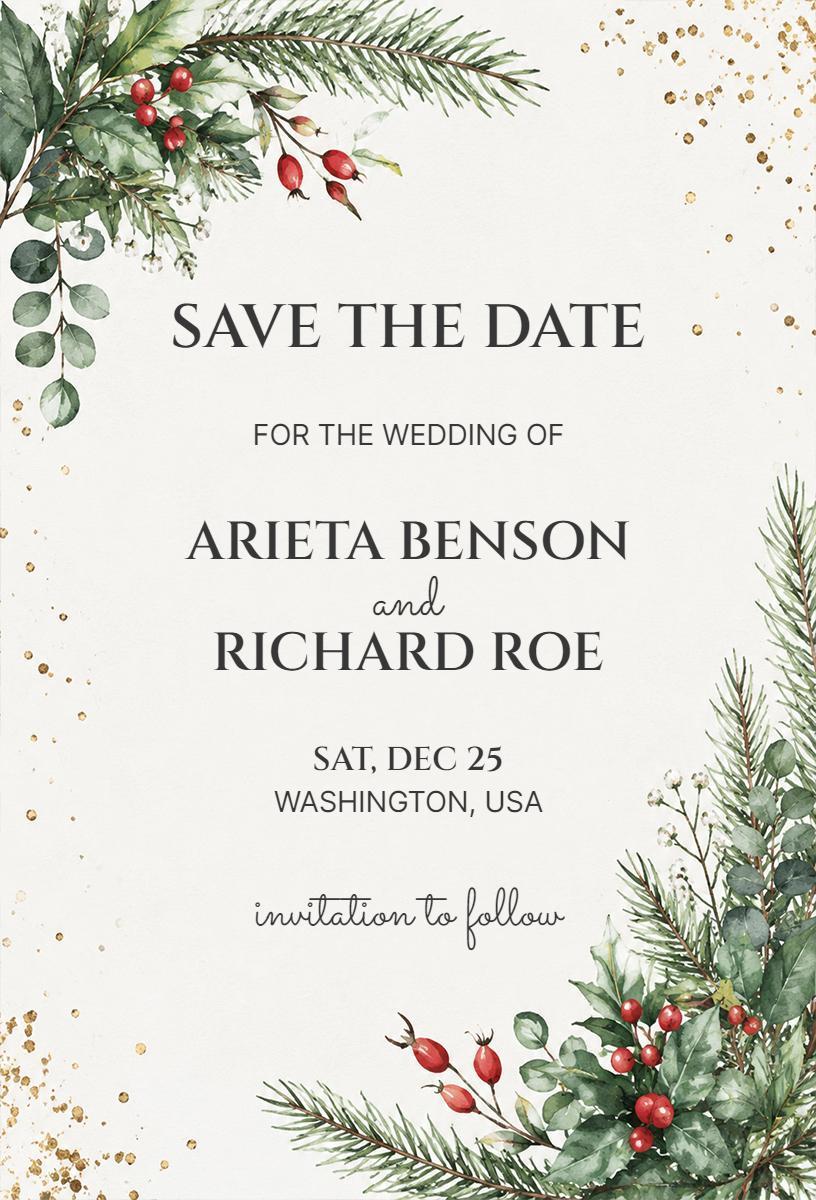 Charming Christmas Wedding Celebration Invitation Template