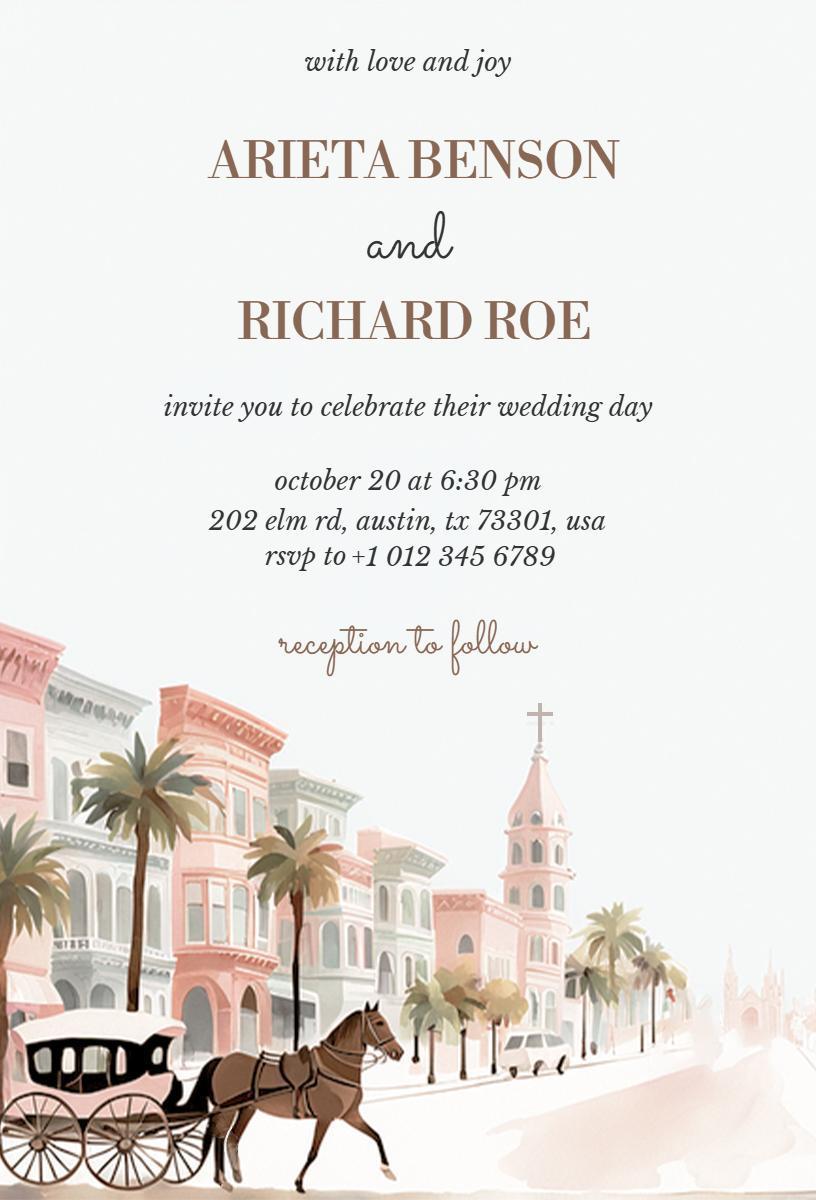 Charming Coastal City Wedding Celebration Invitation Template