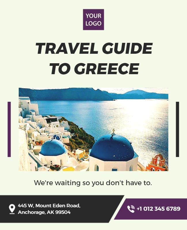 Charming Coastal Vibes Travel Guide to Greece Poster Template