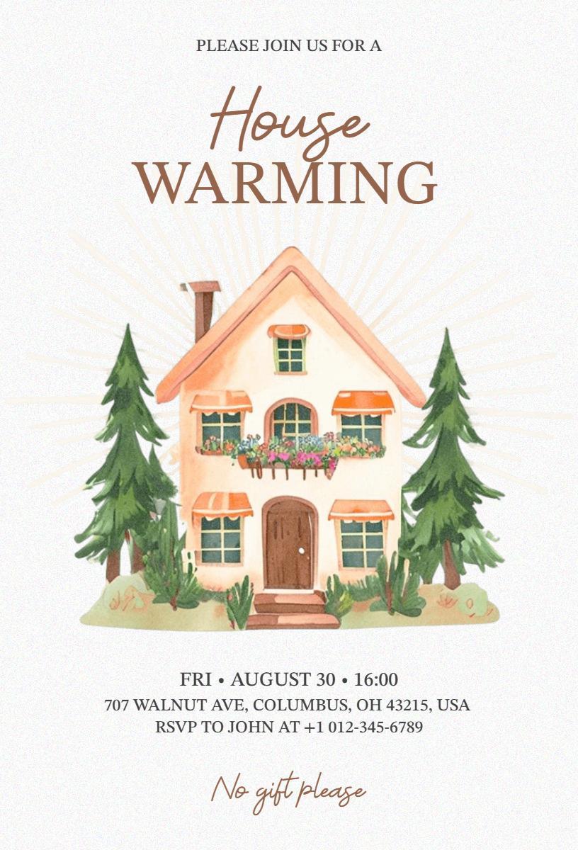 Charming Cottage Style Housewarming Celebration Invitation Template