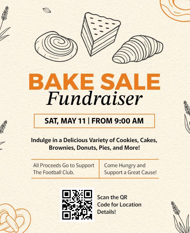Charming Creamy Bakery Treats Fundraising Bake Sale Flyer Template