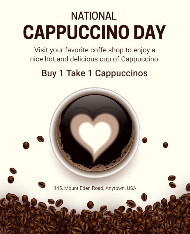 Charming Creamy Cappuccino Day Celebration Poster Template