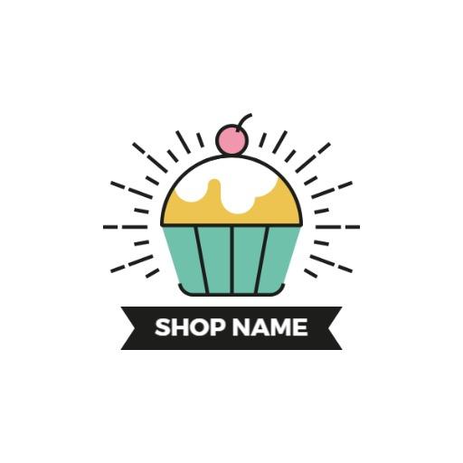 Charming Cupcake Design with Bright Cherry Topping Logo Template