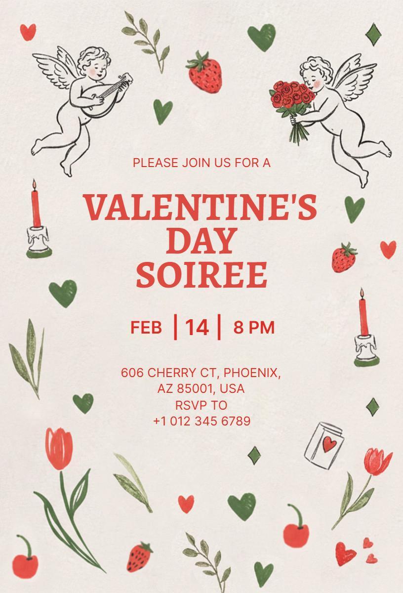 Charming Cupid-Themed Valentine's Day Soiree Invitation Template