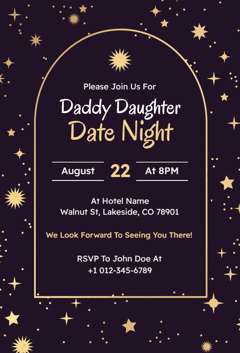 Charming Daddy Daughter Special Date Night Invitation Template