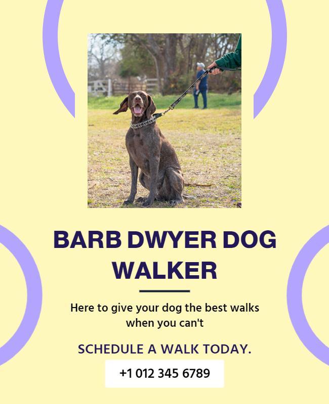 Charming Dog Walking Service on Soft Yellow Poster Template
