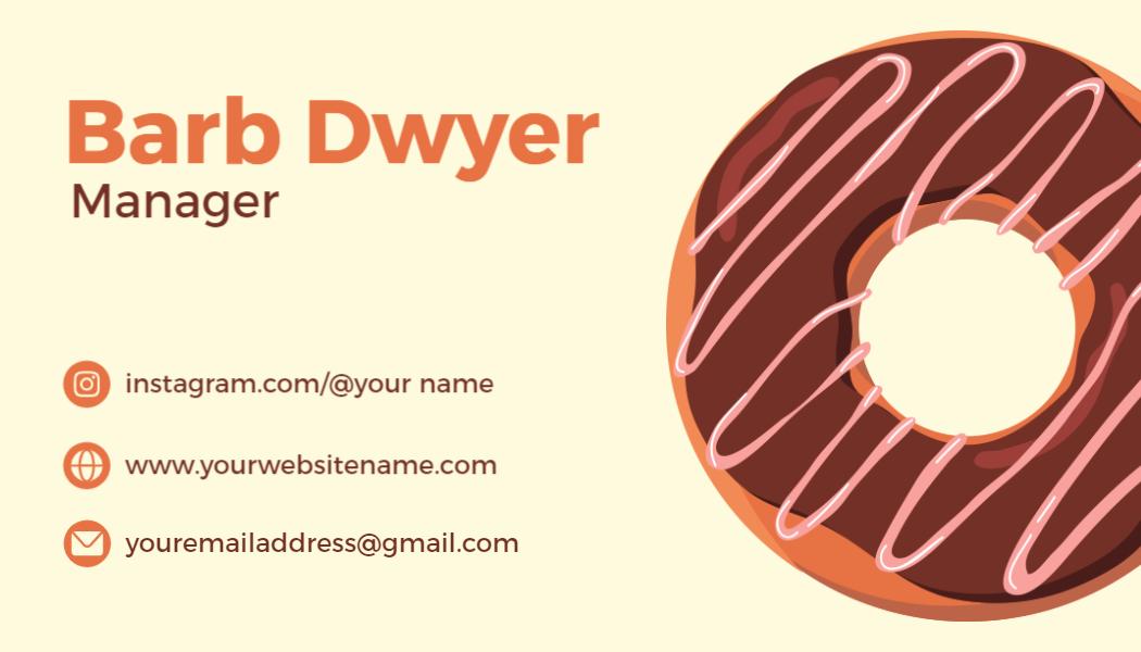 Charming Donut Theme Restaurant Staff Business Card Template