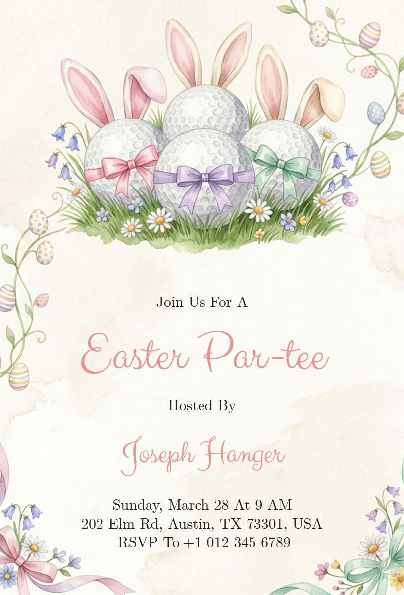 Charming Easter Bunny Egg Hunt Celebration Invitation Template