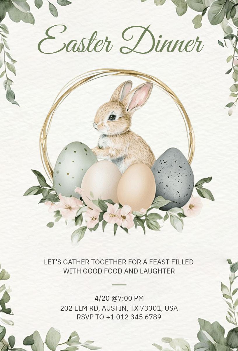 Charming Easter Dinner Celebration Gathering Invitation Template