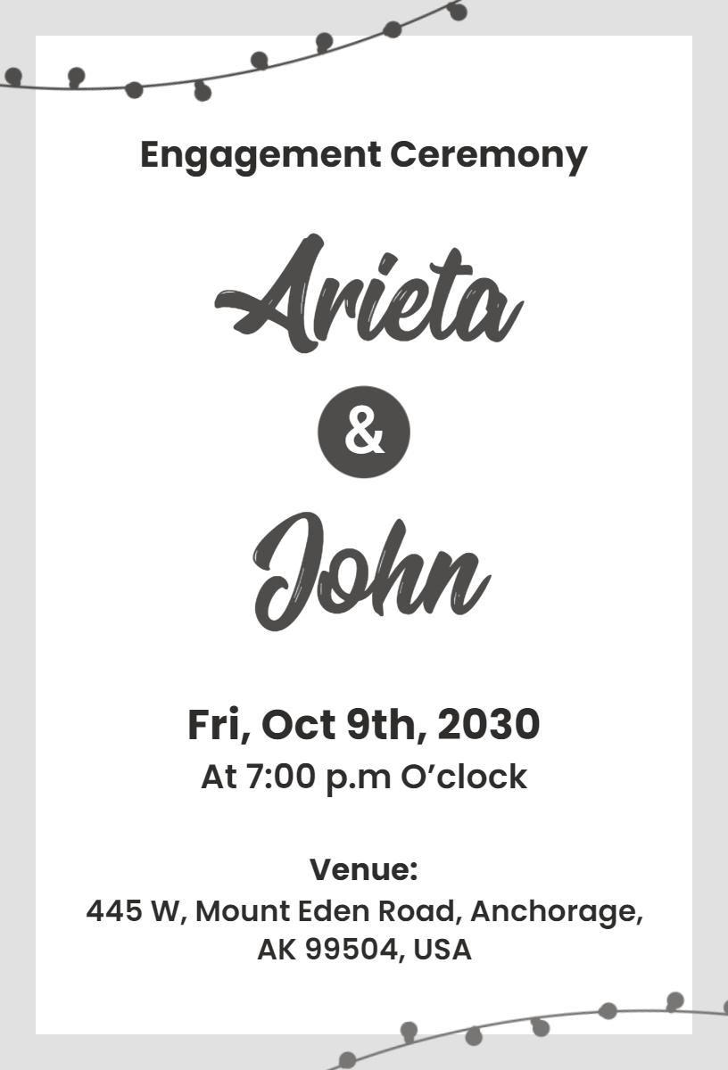 Charming Elegant Engagement Ceremony Celebration Invitation Template