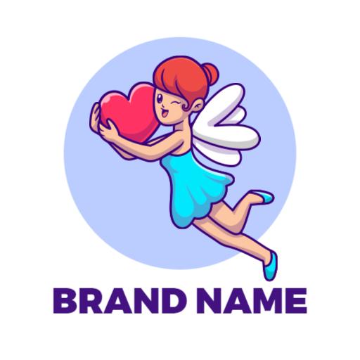 Charming Fairy Holding a Heart in a Playful Scene Logo Template
