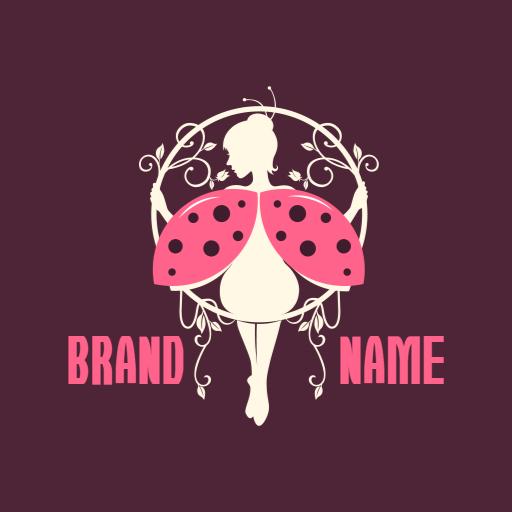 Charming Fairy with Ladybug Wings in Magical Design Logo Template