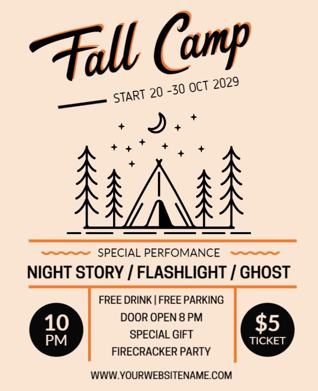 Charming Fall Campfire Gathering Outdoor Events Flyer Template