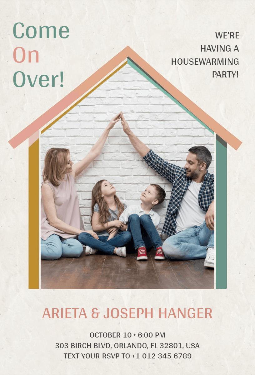 Charming Family Housewarming Celebration Gathering Invitation Template