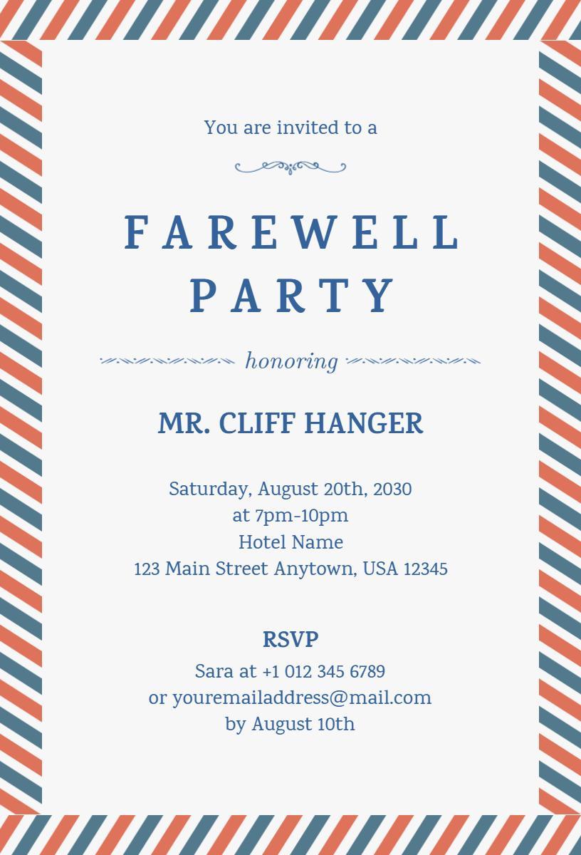 Charming Farewell Celebration Party Invitation Template