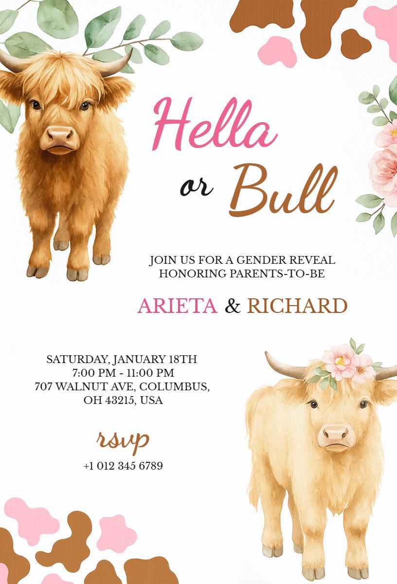 Charming Farm Animal Gender Reveal Party Invitation Template