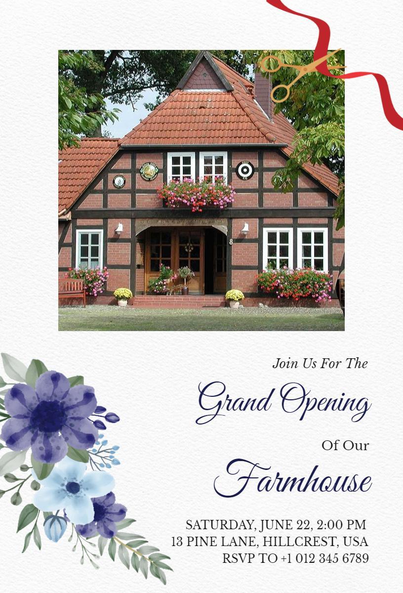 Charming Farmhouse Grand Opening Celebration Invitation Template