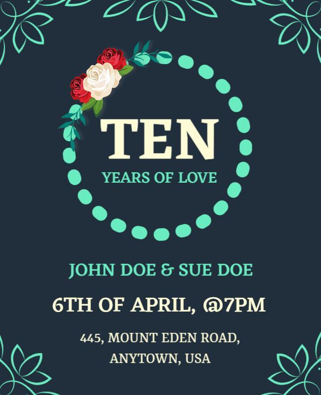 Charming Floral Anniversary Celebration Poster Template