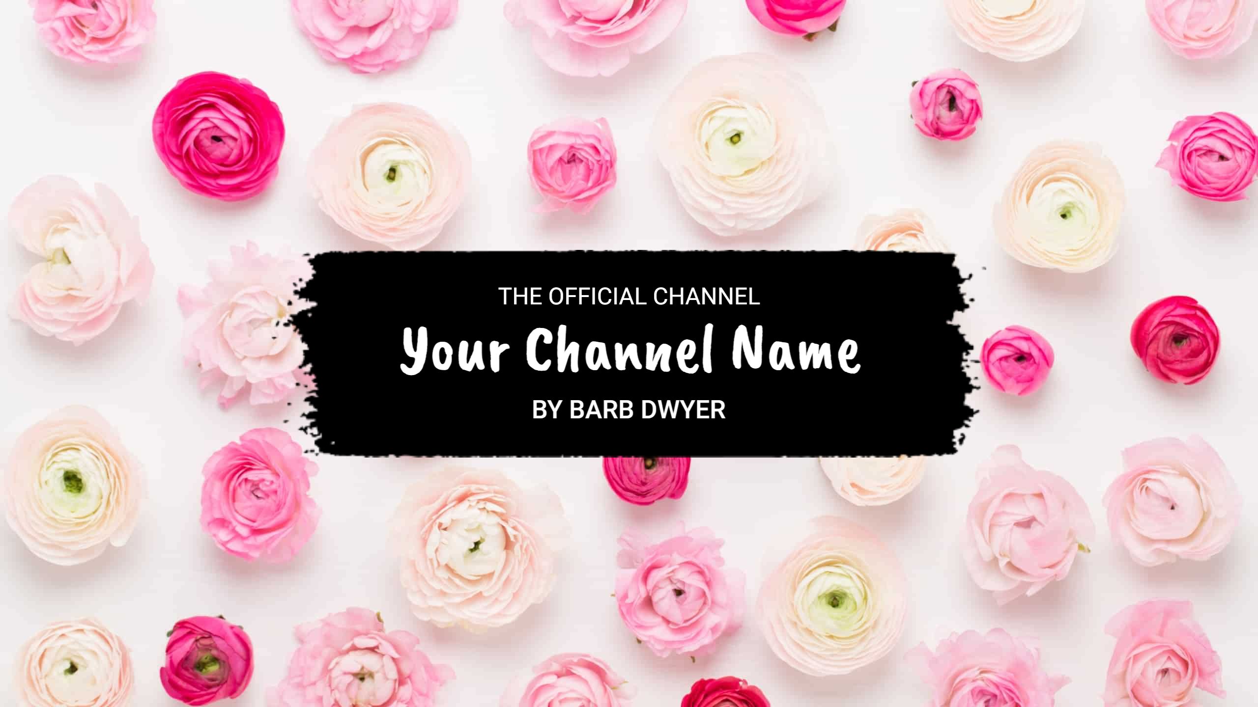 Charming Floral Arrangement with Pink and White Background YouTube Banner Template