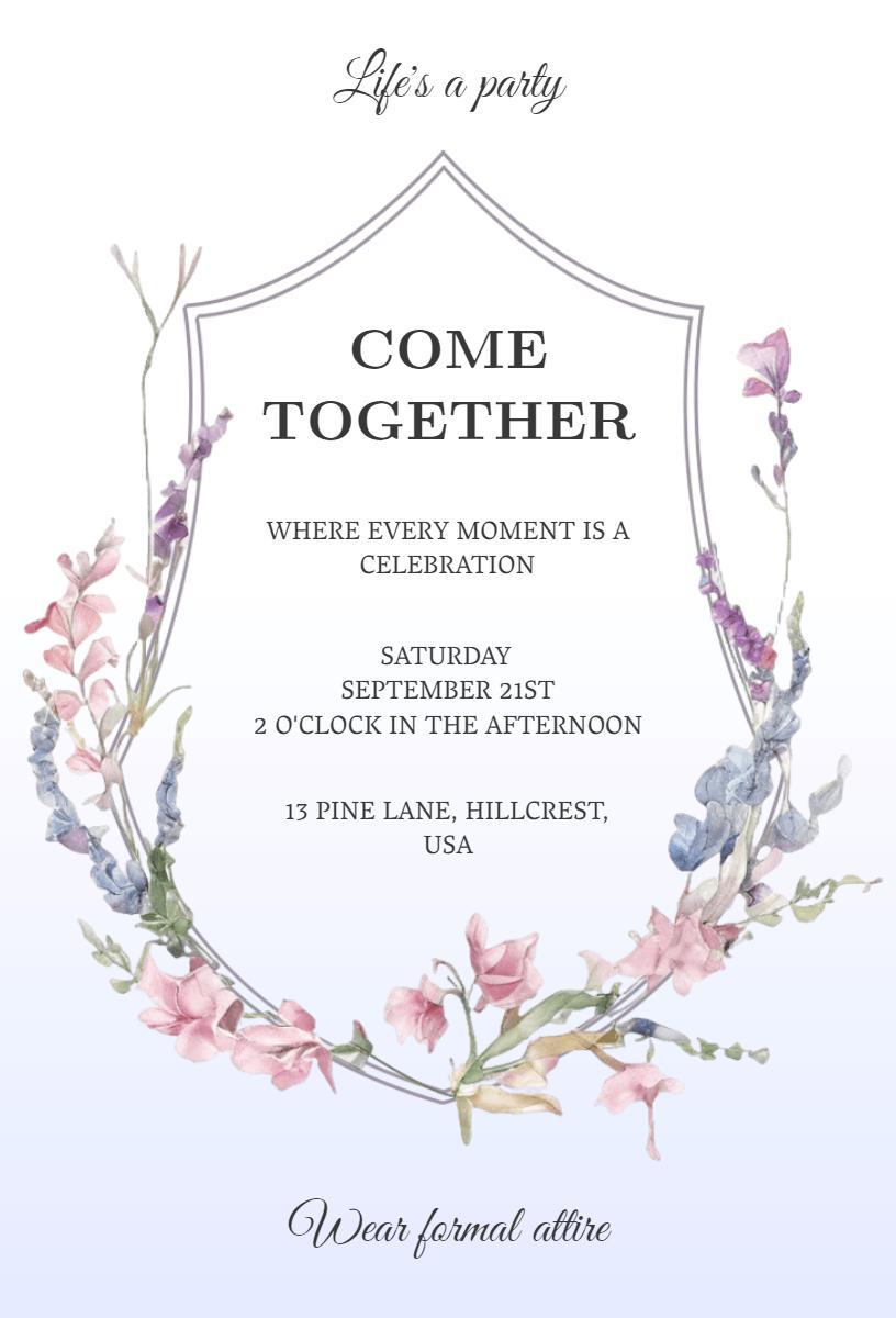 Charming Floral Autumn Celebration Get Together Invitation Template