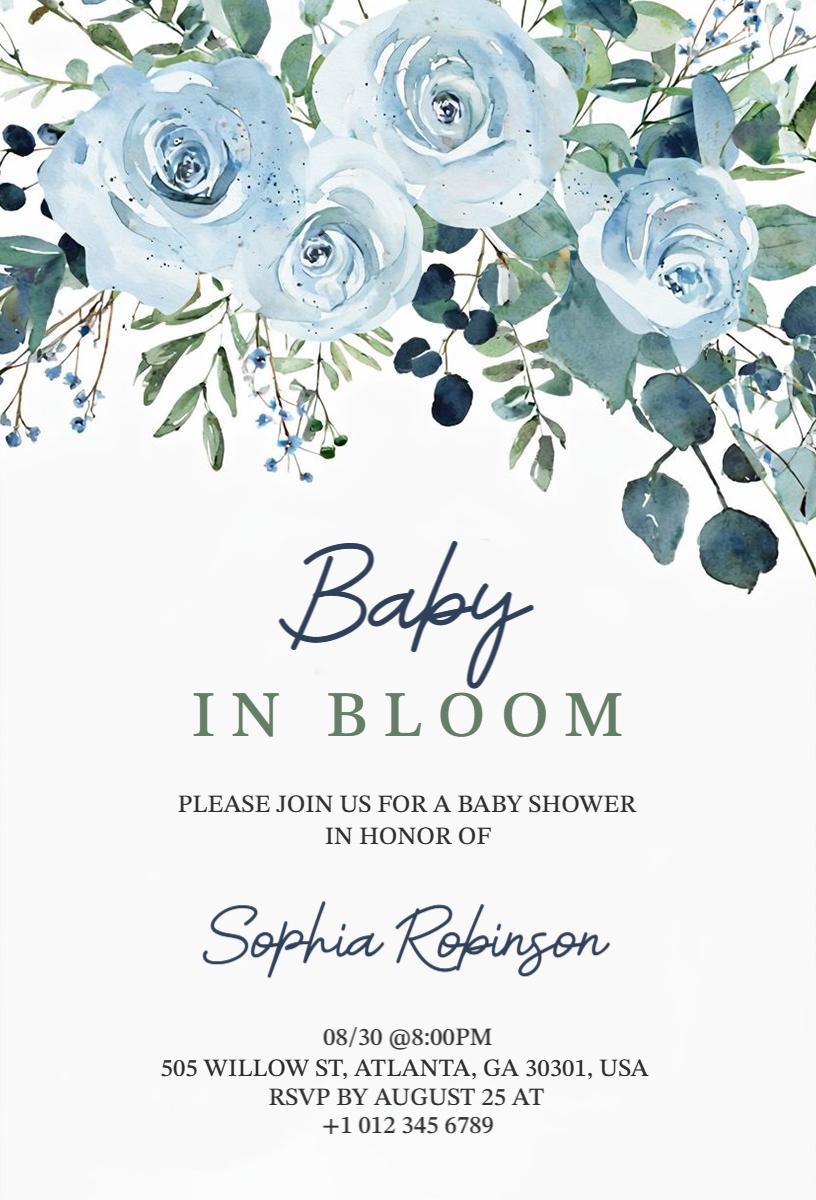 Charming Floral Baby Bloom Shower Celebration Invitation Template