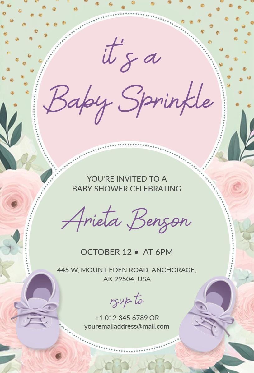 Charming Floral Baby Shower Sprinkle Celebration Invitation Template