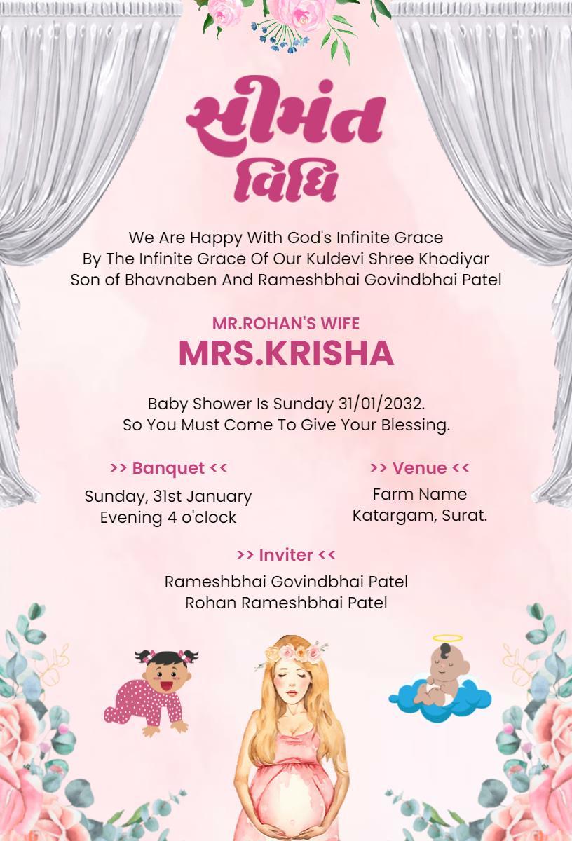 Charming Floral Blessed Baby Shower Celebration Invitation Template