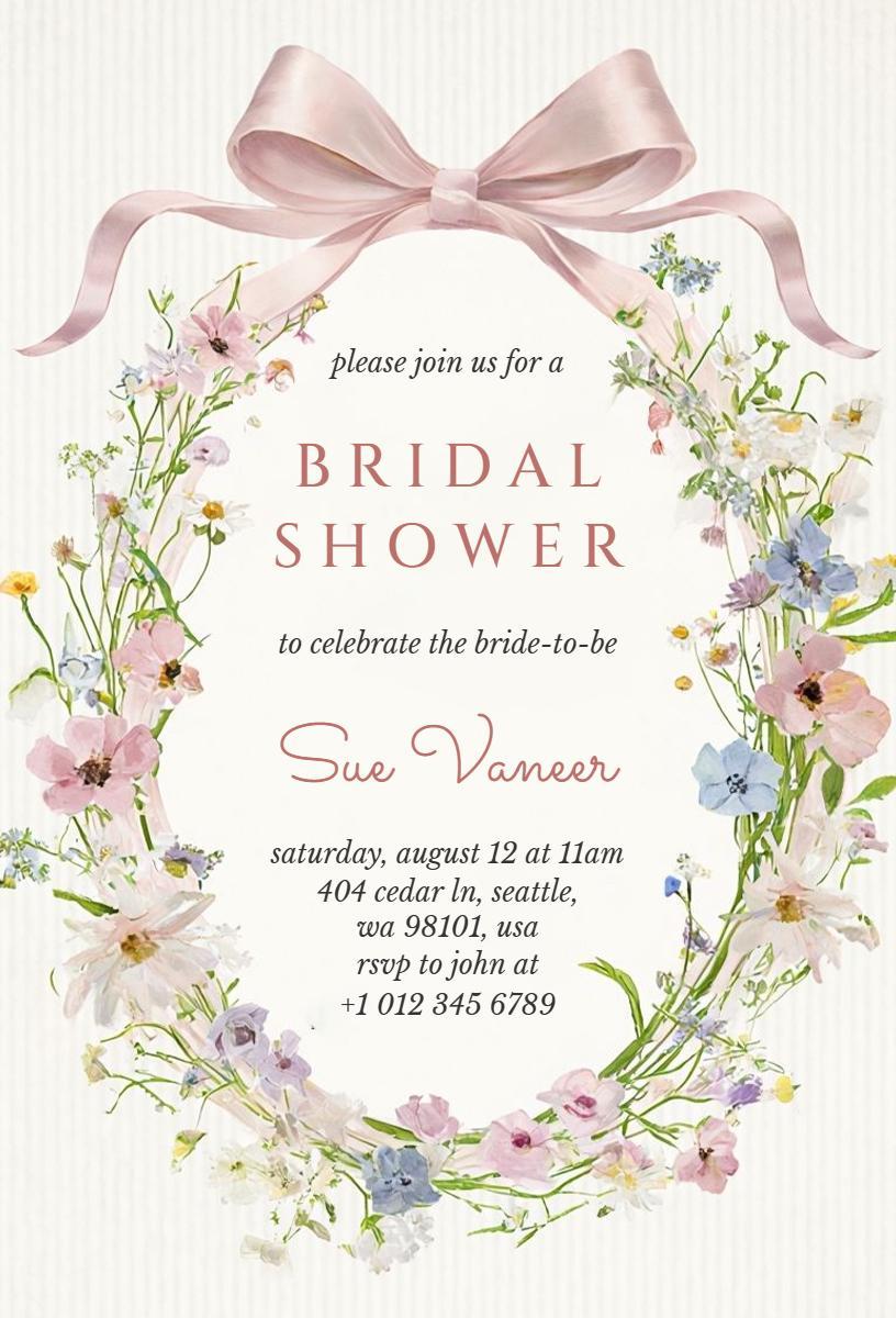 Charming Floral Bridal Shower Celebration Invitation Template